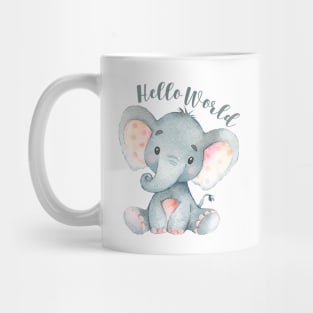 Hello World Baby Elephant Pink Mug